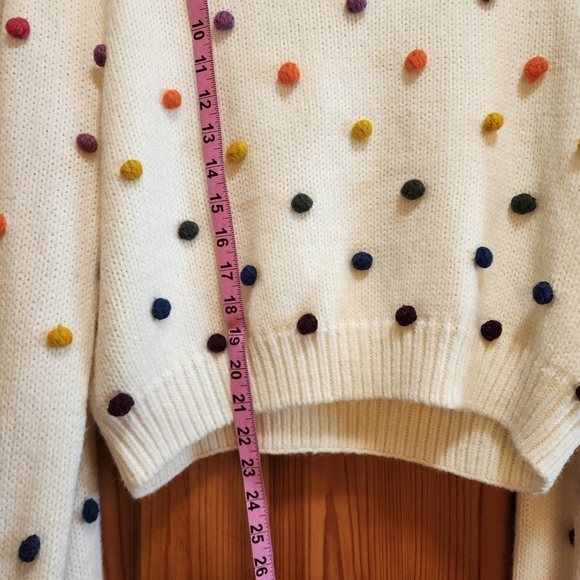 FARM Rio White Rainbow Dot Sweater, Size L - Picture 4 of 7